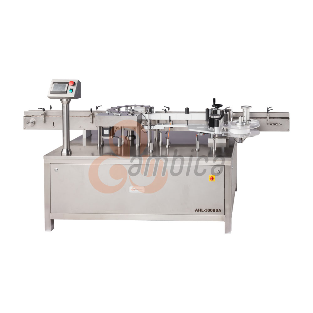 Automatic High Speed Self-Adhesive (Sticker) Rotary Labelling Machine for Round Containers. Model: AHL-300BSA